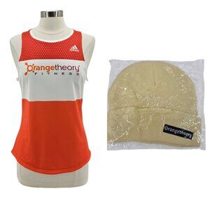 NEW Adidas Orange Theory Womens Medium Top Tank Climalite Mesh + Knit Beanie